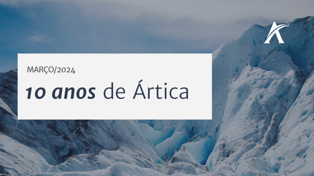 Capa de vídeo MARÇO/2024 com o texto 10 anos de Ártica