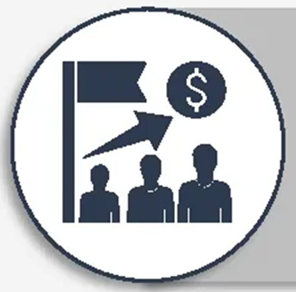 Ícone de empresa oferecendo ações a pessoas