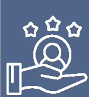 Ícone de mão segurando um cliente com três estrelas