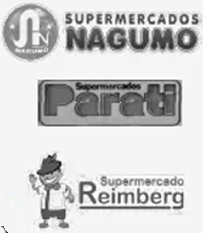 Logotipos dos Supermercados Nagumo, Supermercados Parati e Supermercado Reimberg