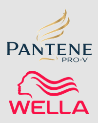 Logos da Pantene Pro-V e da Wella