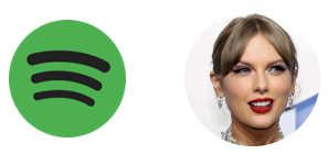 Logo do Spotify e foto da cantora Taylor Swift