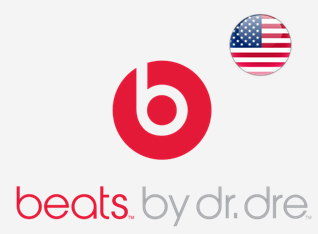 Logo da Beats by Dr. Dre, com bandeira dos Estados Unidos