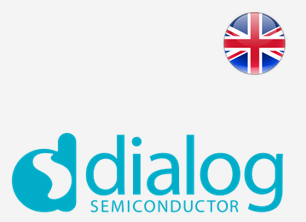 Logo da Dialog Semiconductor, com bandeira do Reino Unido