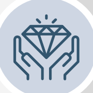 Ícone de mãos segurando um diamante