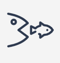 Ícone de peixe grande engolindo peixe pequeno