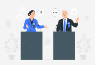 Ilustração de dois candidatos em debate