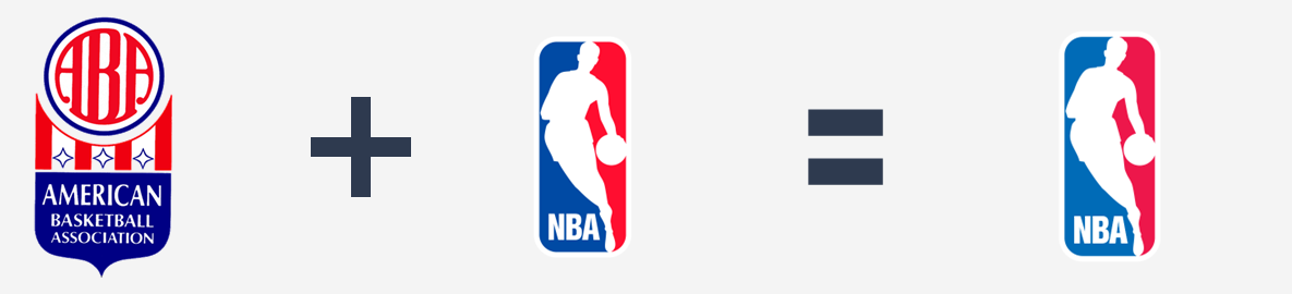 Fusão: ABA (American Basketball Association) + NBA = NBA