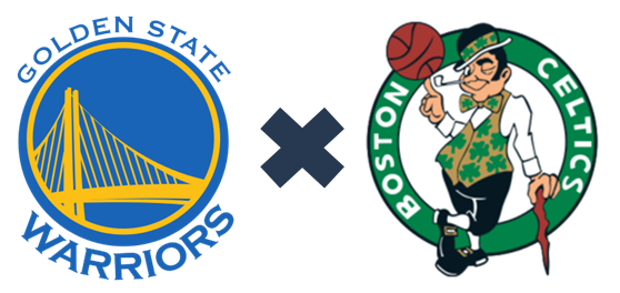 Logos do Golden State Warriors × Boston Celtics