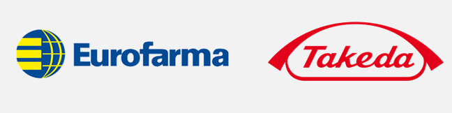 Logos da Eurofarma e da Takeda