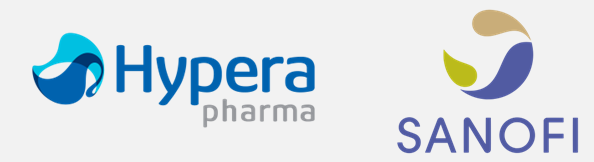Logos da Hypera Pharma e da Sanofi
