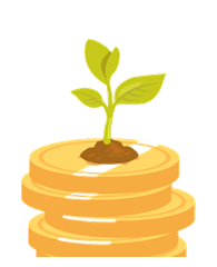 Ilustração de moedas empilhadas com uma planta brotando