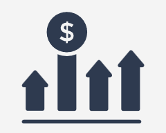 Ícone de gráfico de crescimento com cifrão