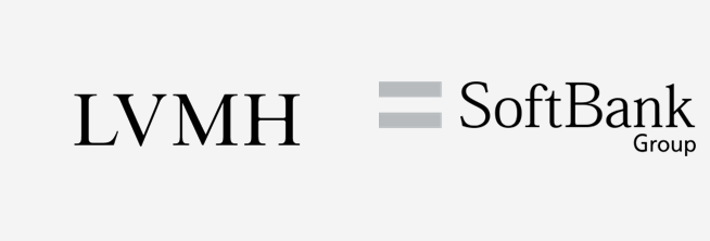 Logos da LVMH e do SoftBank Group