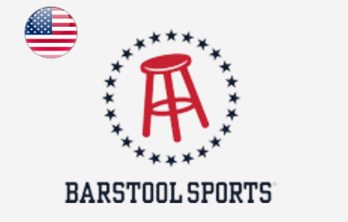 Bandeira dos Estados Unidos e logo da Barstool Sports