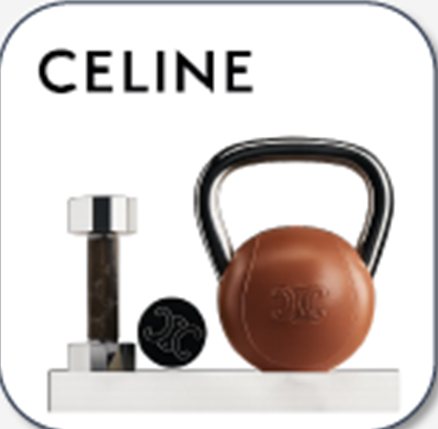 Celine e acessórios de treino da marca