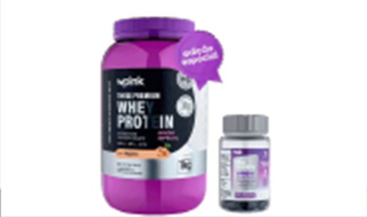 Produtos da marca We Pink: whey protein e suplemento