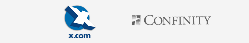 Logos da X.com e da Confinity