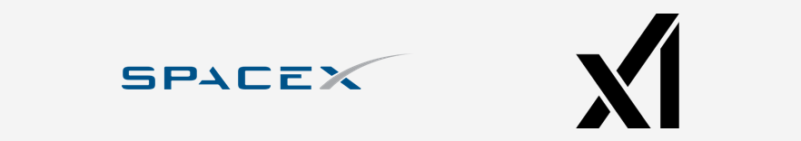 Logos da SpaceX e da xAI