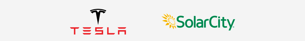 Logos da Tesla e da SolarCity